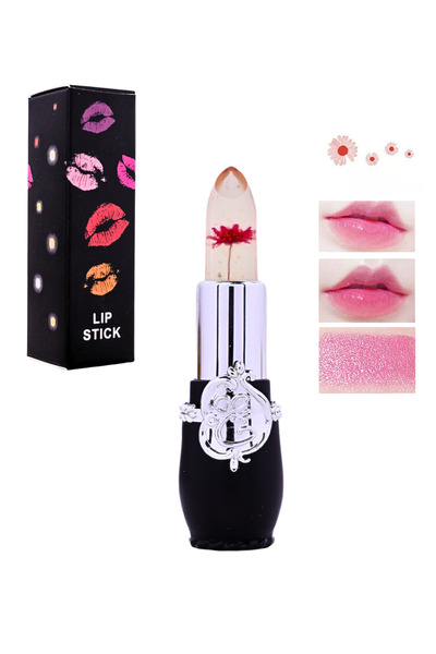 Lesvip's Siyah Ambalaj Çiçekli Ruj Uzun Süre Kalıcı Dudak Balsamı Nemlendirici Etkili Dudak Parlatıcı Ruj