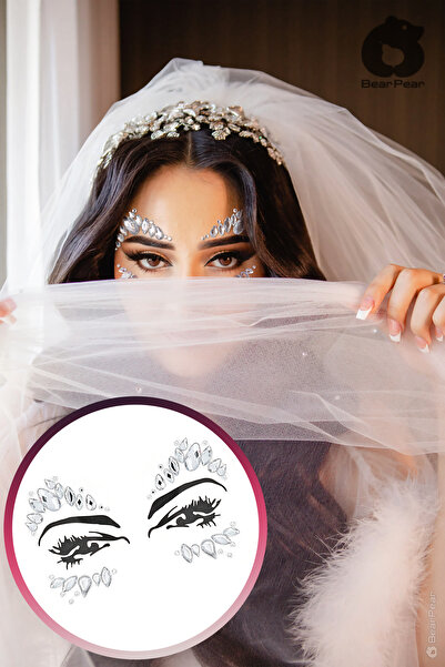 BearPear Bridal Kendinden Yapışkanlı Işıltılı Yüz Taşı Face Gems Festival Kın...
