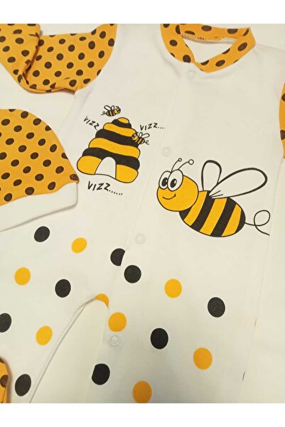 MİNİSHOOW Penye pamuklu şapkalı 2 parça bebe tulum