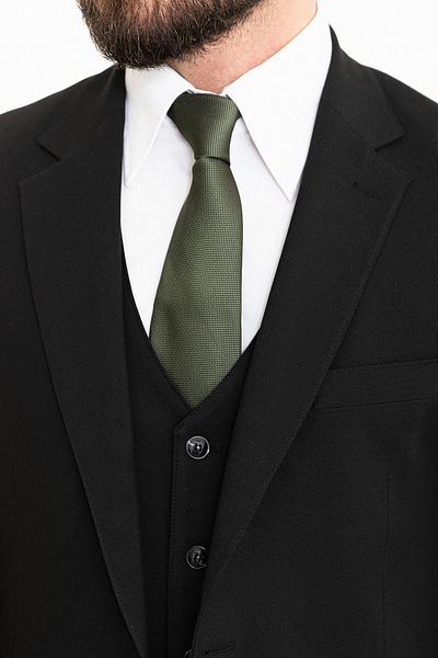 Mcr Plain Black Slim Fit Mono Collar 4 Drop Classic Men's Suit
