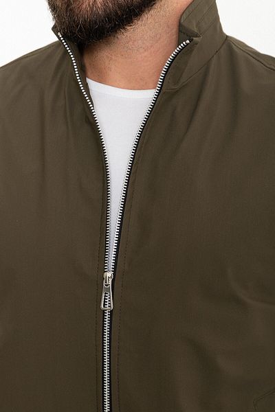 Mcr Plain Khaki Slim Fit Bag Pocket Judge Collar Men's Vest