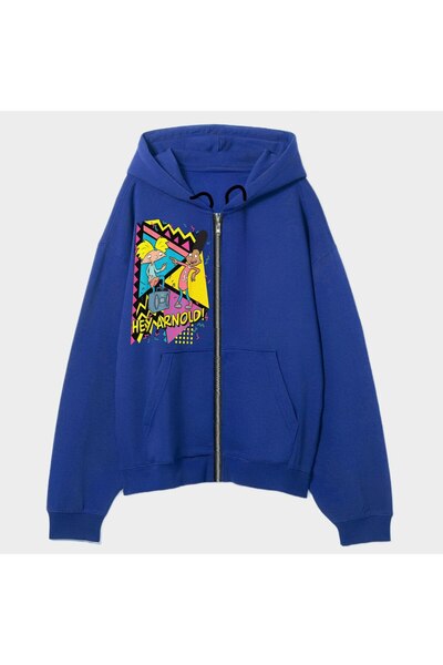 MAYDAY CULTURE Hey Arnold Blue Regular Fit Straight Cut Unisex Jacket Hooded ...