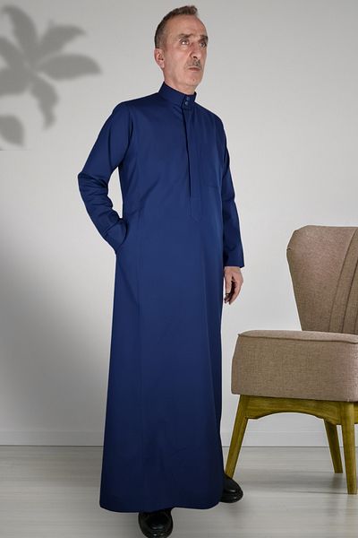 Royal Attire Hajj Umrah Clothes - Hidden Button, Long Sleeve and Pocket Men's Festival
