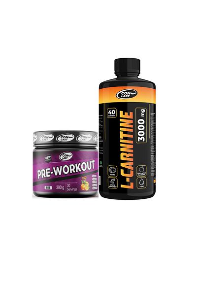 Conlast L-Carnitine 3000Mg Green Apple/Pre-Workout 300g Orange