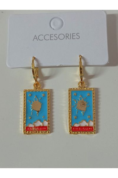 mos&more Tarot Blue Enamel Design Dangle Women's Earrings