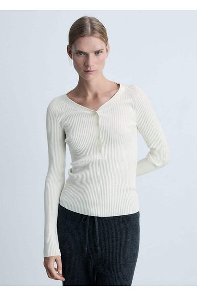 MANGO Woman Ribbed T-Shirt