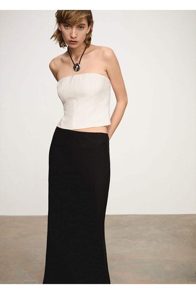 MANGO Woman Striped Bandeau Blouse