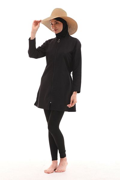 medipek 4er-Set - Hijab-Badeanzug mit Doppelhaube und Wasserstütze, voll bedeckte Fallschirmstrumpfhose