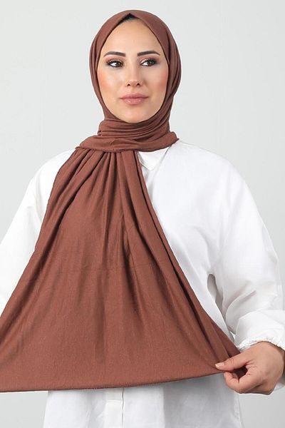 GİYZAMİLA Combed Cotton Shawl Cinnamon