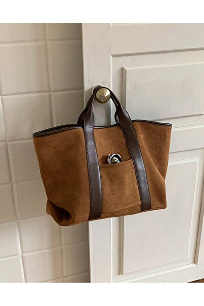 İAMBTŞY Kadın Süet Çanta Retro Omuz Çantası Alışveriş İçin Uygun Kare Çanta T...