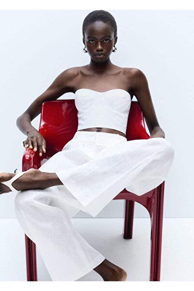 MANGO Woman Krátká halenka bez ramínek