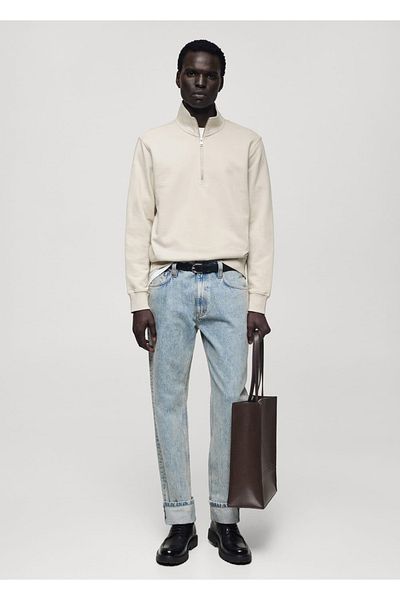 MANGO Man Zippered Cotton Sweatshirt