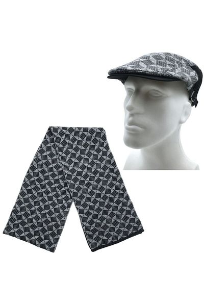 AXE SPORTSWEAR Men's Winter Set of 2 - Wool Patterned Cap Hat and Scarf Hat