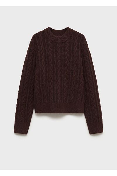 MANGO Woman Pulover cu model tricotat cu gât rotund