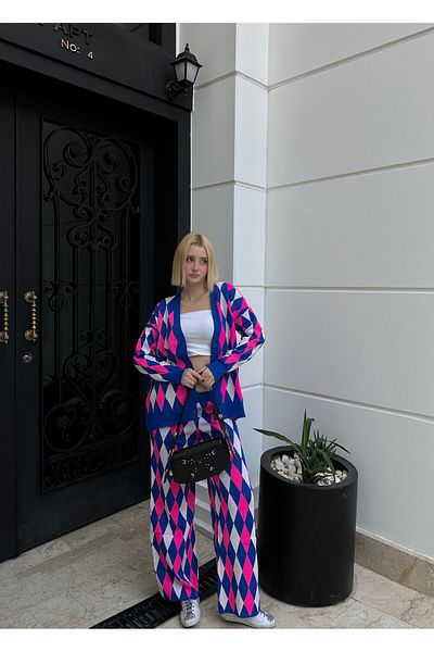 FİOXCO Montela Buttoned Cardigan/Pants Acrylic Knitwear Set