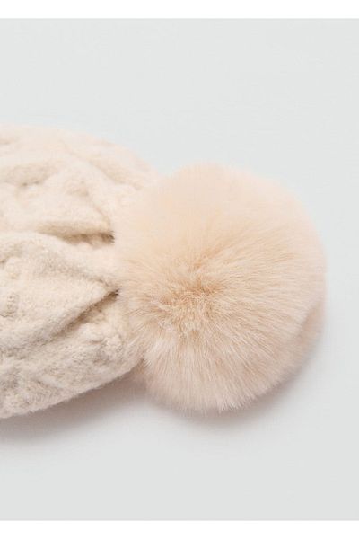 MANGO Kids Pompom Knitted Print Knitwear Hat