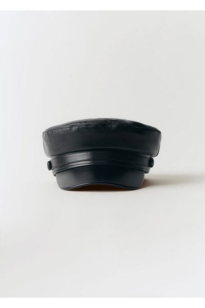 MANGO Woman 100% Leather Baker Hat