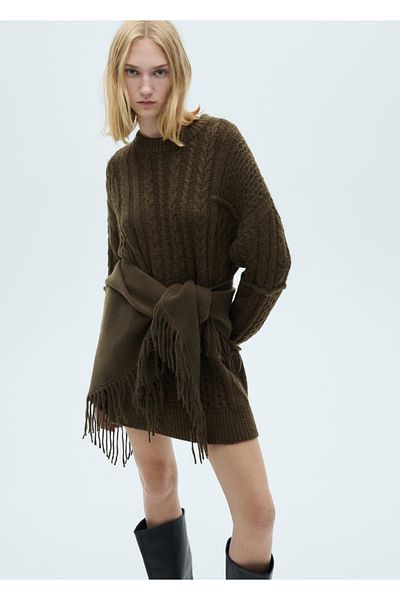 MANGO Woman Knitted Patterned Dress