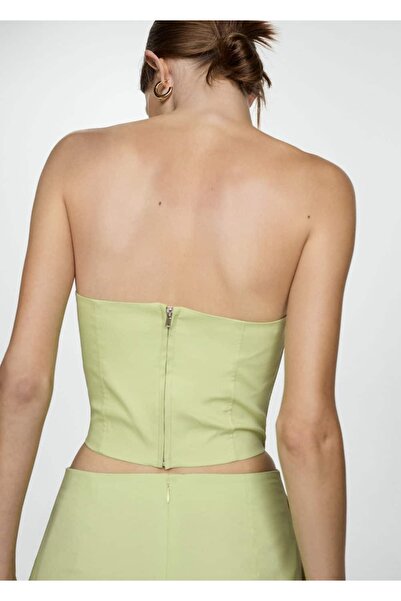 MANGO Woman Στράπλες κοντή μπλούζα