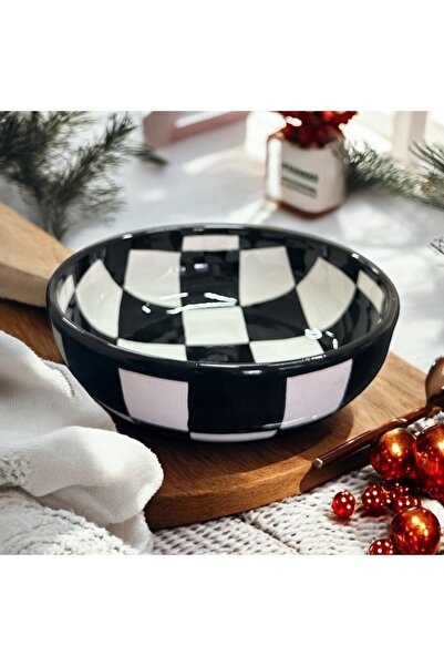 AYGEN HANDMADE ÇİNİ KÜÇÜK SALATA TABAĞI ÇİNİ TASARIM DAMA DESEN