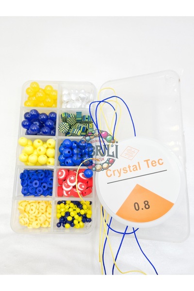 Ebruli Boncuk Комплект бижута, жълто-тъмносиньо, с ветрилообразни елементи, к...