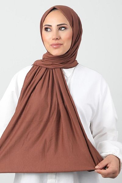 GİYZAMİLA Combed Cotton Shawl Cinnamon