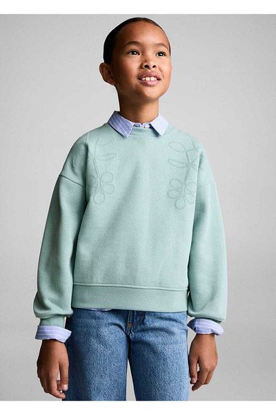 MANGO Kids Cotton sweatshirt with embroidery detail