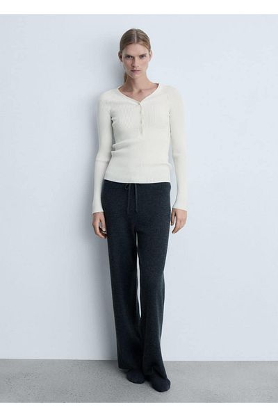 MANGO Woman Ribbed T-Shirt