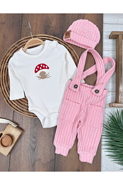 Baby Waka Salopet Beret Mushroom Embroidered Bottom Snap Badi 3-Piece Unisex ...