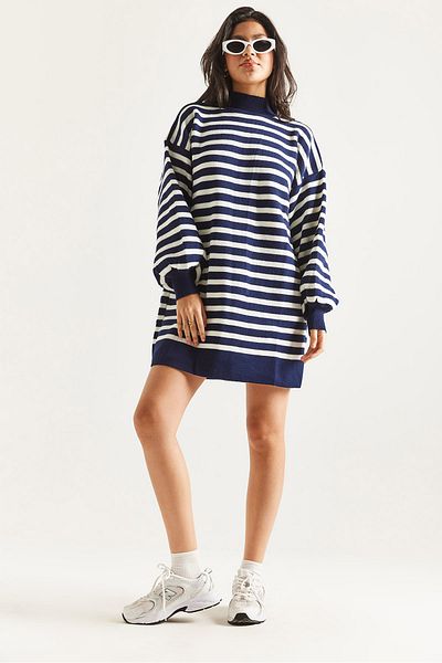 İKLİM LİFE Striped Ballon Sleeve Tunic
