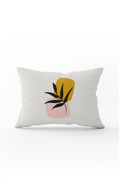 Cango Home Yellow Black Modern Bohemian Leaf Patterned Digital Printed Throw Pillow Pillow Case Cgh638-3550 Double Sided