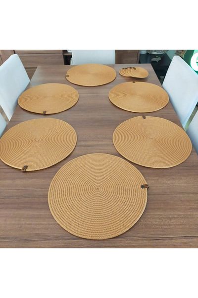 NVSisters 6-Piece 12-Piece American Service, Wicker Charger Set, Plate and Coaster Set