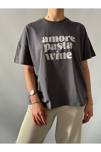 Qu Style تي شيرت Amore Pasta Wine