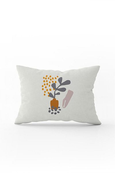 Cango Home Gray Yellow Bohemian Style Leaf Patterned Digital Printed Throw Pillow Pillow Case Cgh641-3550 Double Sided Ba