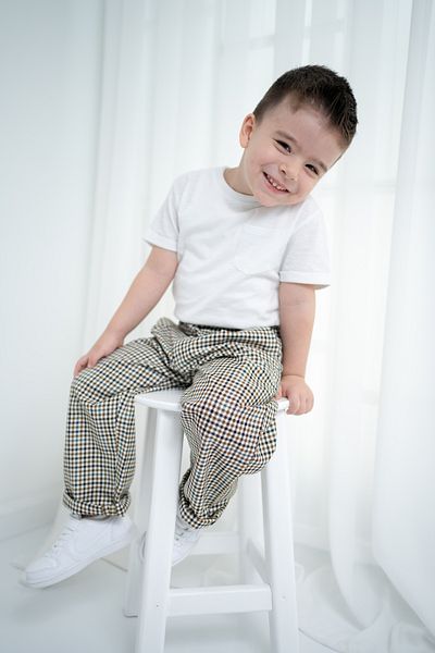 Aslı Türkoğlu Pantaloni oversize în carouri pentru copii unisex
