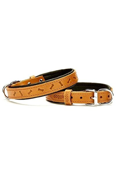 Doggie Comfort Deri Kemik Desenli Köpek Boyun Tasması Medium Camel 2x35-40 Cm...