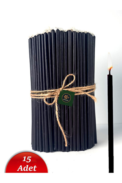 Petekoğlu (15 Adet Siyah) Balmumu Mum Dilek Mumu Doğal Petek Ince Uzun Parti Nişan Düğün Ritüel Pasta Mumu