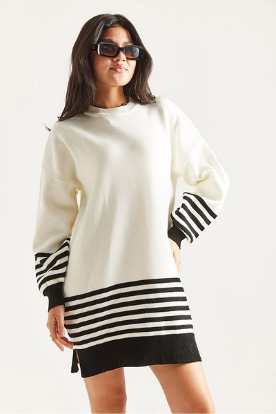 İKLİM LİFE Sleeve Skirt Striped Knit Tunic