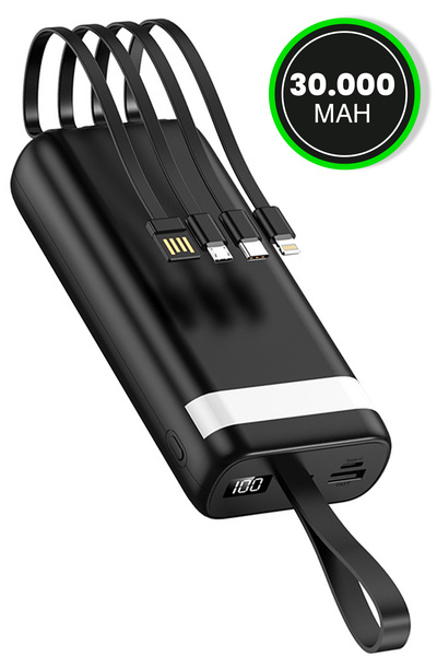 WANNA PROTECT 30.000 Mah Premium Dijital Göstergeli LED Işık Fenerli Dahili Ç...