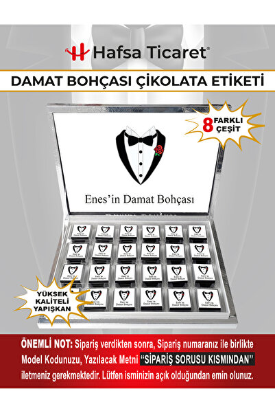 Hafsa Ticaret Kişiye Özel Damat Bohçası Çikolata Etiketi