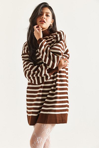 İKLİM LİFE Striped Ballon Sleeve Tunic