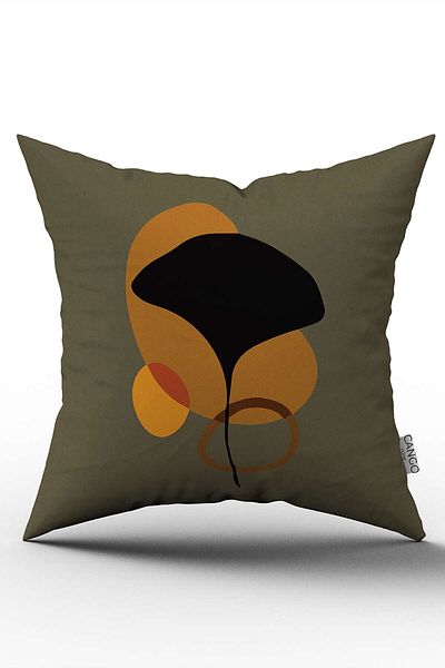 Cango Home Green Brown Modern Style Leaf Patterned Digital Printed Throw Pillow Pillow Case Cgh673