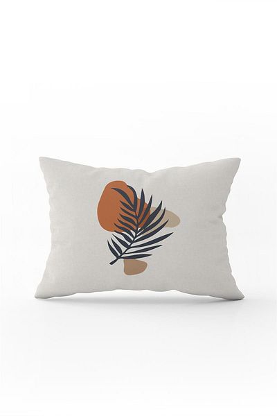 Cango Home Leaf Patterned Navy Blue Orange Throw Pillow - Digital Print, Double T Cgh664-3550