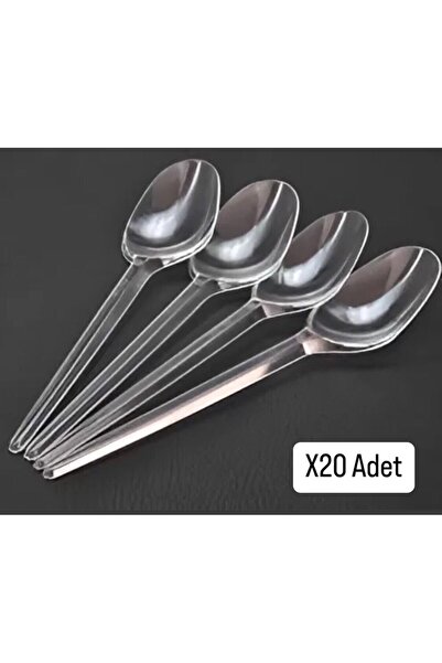 Metler ملعقة بلاستيكية سميكة صلبة 1. ملعقة شفافة فاخرة عالية الجودة 20 قطعة