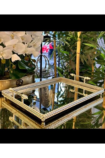 PLUS HOME TEPSİ DEKORATİF KULPLU GÜMÜŞ PİRİNÇ