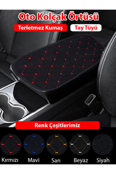 Genel Markalar Fiat Bravo 2008-2018 Tay Tüyü Oto Kolçak Kılıfı Kırmızı Dikiş