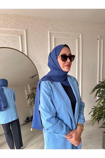Modechic Collection Cotton Crochet Blue Shawl