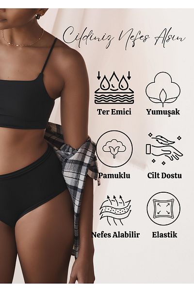 red iç giyim Cotton Women's High Waist Panties 5 Pack