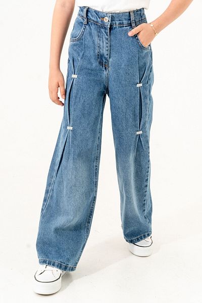GİYİCEM Girl's Front Ponterez Jeans
