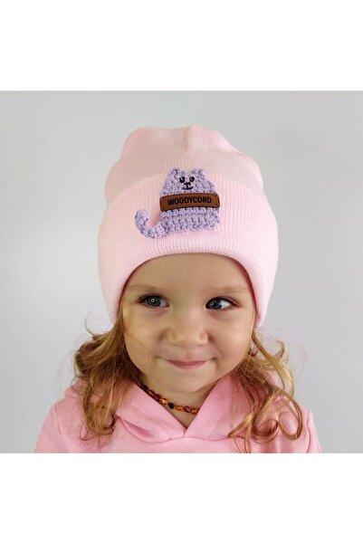 Woody Hand Knitted Lilac Cat on Pink Knitwear Beret